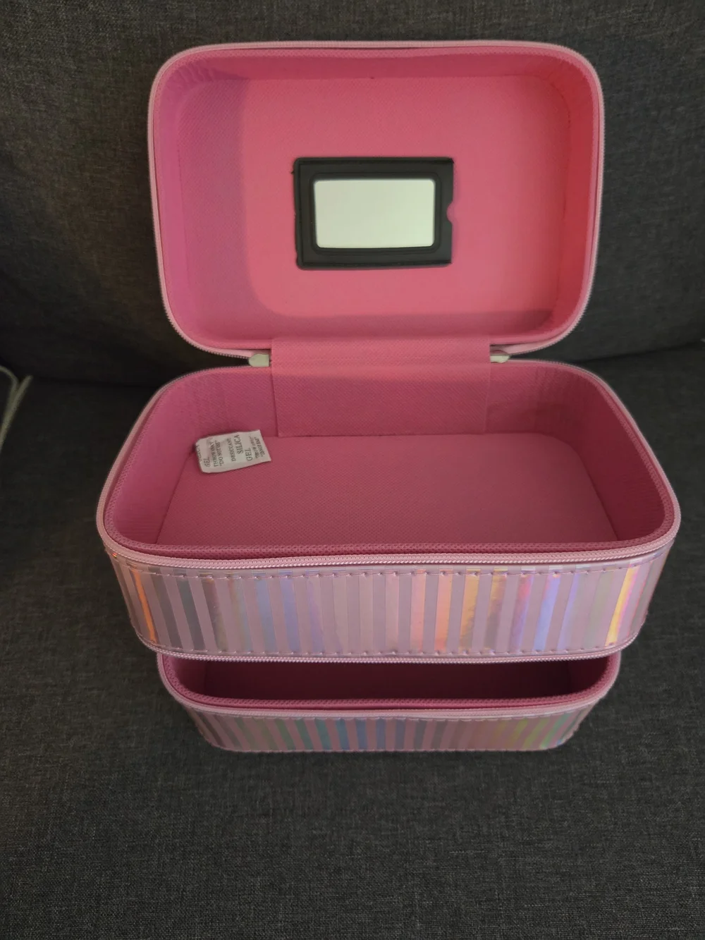 Glam Pink Iridescent Vegan Cosmetic Case/Make-up Organizer/Travel Case